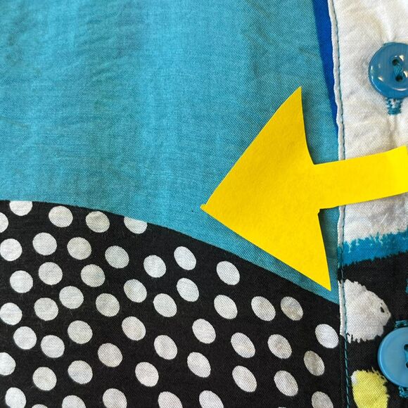 Ali Miles Abstract Button Up Top Size PL Artsy Quirky Art Teacher Creative - Picture 3 of 15